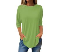 Damen Bluse Langarm Casual Gedruckt Tunika Tops Curvy T Shirt Rundhals T-Shirts Übergrößen Hemd Bluse Angebote Shirt Frühling T-Shirt, grün, XXXL