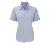 Damen-Bluse mit kurzen ärmeln aus der Russell Collection Gr. M, oxfordblau