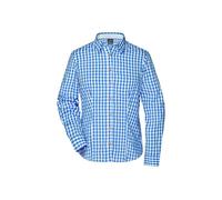 Ladies' Traditional Shirt Damen-Bluse und Herren-Hemd im klassischen Trachtenlook weiß/blau, Gr. XS