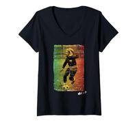 Damen Bob Marley Rasta Fußball T-Shirt mit V-Ausschnitt
