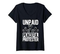 Damen Bold Unpaid Peaceful Protester Faust T-Shirt mit V-Ausschnitt