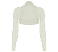 Damen Bolero/Bolero/Crop-Top mit langen Ärmeln, offener Cardigan, Größe 36-54, Schwarz Gr. 38-40, cremefarben