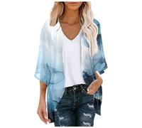 Damen Bolero Chiffon Schulterjacke 3/4 Ärmel Cardigan Strickjacke Bolero Kurz Leichte Dünn Bolerojacke Casual Top SommerJäckchen Strickjacken für Frauen Leicht Dünn Lang Cardigan Strand (Navy, XXL)
