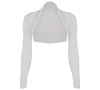 Damen-Bolero, einfarbig, lange Ärmel, in vielen Farben erhältlich Gr. 34-36, weiß