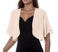 Damen Bolero Elegant Festlich Langarm Kurze Strickjacke, Damen Bolero Chiffon Cardigan Leichte Kurze Festliche Bolerojacke Elegant Sommer Shrug Schulterjacke Transparent Bettjäckchen mit 3/4 Ärmel