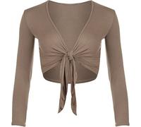 Damen Bolero mit langen Ärmeln und Krawatte, Bolero, geschnitten, Übergröße 36-54 Gr. 38-40, mokka