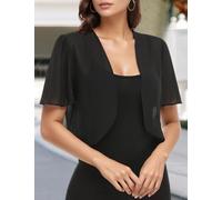 Damen Bolero Shrug Soft Chiffon Open Front Sheer Kurzarm Cropped Cardigans
