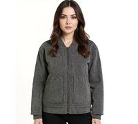 Damen Bomber-Jacke aus Woll-Mix Blouson mit aufgesetzten Taschen Übergangs-Jacke 952374 Grau 48