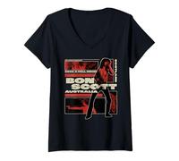 Damen Bon Scott Grafikcollage im Retro-Look T-Shirt mit V-Ausschnitt
