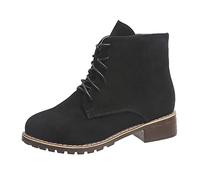 Damen Boots Damen Stiefeletten Sommer Damenmode geschlossener Zehenbereich Knöchelstiefel Damen Vintage Stil solide Flock Schnürung seitlicher Reißverschluss Dicker Absatz modische Kurze Stiefel