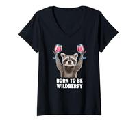 Damen BORN TO BE WILDBERRY LILLET X NEW PEDRO - Mädelsabend JGA T-Shirt mit V-Ausschnitt