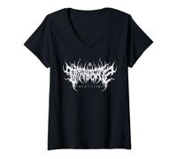 Damen brandsatz clothing | Brutal Slamming Death Metal Logo weiß T-Shirt mit V-Ausschnitt