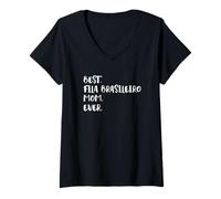 Damen Brasilianischer Mastiff Best Fila Brasileiro Mom Ever T-Shirt mit V-Ausschnitt