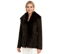 Damen Braune Toscana Merino Lammfell Wildlederjacke - Siena EU 48 / UK 20