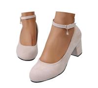 Damen Brautschuhe mit kleinem Absatz, Elegante Trachtenschuhe für breite Füße, Bequeme Hochzeitsschuhe, stilvolle Tanzschuhe Dirndlhalbschuhe (Beige, 37)