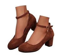 Damen Brautschuhe mit kleinem Absatz, Elegante Trachtenschuhe für breite Füße, Bequeme Hochzeitsschuhe, stilvolle Tanzschuhe Dirndlhalbschuhe (Brown, 36)