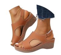 Damen Breite Weite Barfußschuhe Sommer Offene Zehen Orthopädische Flache Sandalen Bequeme Pantoletten Leichte Flip Flops Damenschuhe Weiches Fussbett (Brown, 4)
