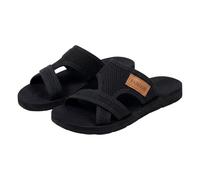 Damen Breite Weite Mules Sommer Offene Zehen Flache Pantoletten Backless Slingback Bequeme Barfußschuhe Leichte Schlappen Damenschuhe Weiches Fussbett (Black, 5.5)