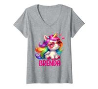 Damen Brenda Einhorn-Name, personalisiertes Design T-Shirt mit V-Ausschnitt