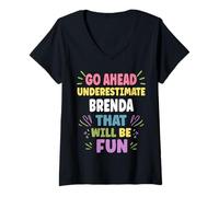 Damen Brenda Personalized Women's Gift Custom Brenda T-Shirt mit V-Ausschnitt