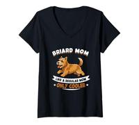 Damen Briard Mom, Like A Regular Mom Only Cooler - Briard Dog T-Shirt mit V-Ausschnitt