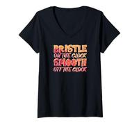 Damen Bristle ON THE Clock Smooth Off THE Clock T-Shirt mit V-Ausschnitt