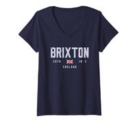 Damen Brixton England Field//Brixton Vereinigtes Königreich T-Shirt mit V-Ausschnitt