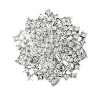 Damen-Brosche mit Strass-Steinen Rund Blume Brosche Anstecknadel Kristall Versilbert Schmuck Blumendesign Geschenk
