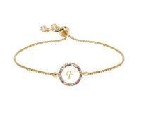 Damen Buchstaben Armband Initial Letter A-Z Pull Shell Armband Disc Armkette Pfirsich Herz Farbiger Zirkon Damen Charme Armbänder