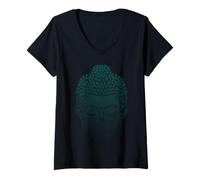 Damen Buddha Buddhismus Zen Spirituelle Meditation Yoga Goa T-Shirt mit V-Ausschnitt