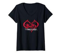 Damen Buffy the Vampire Slayer Gotisches Herz T-Shirt mit V-Ausschnitt