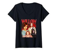 Damen Buffy The Vampire Slayer Iconic Willow Collage 90s Big Logo T-Shirt mit V-Ausschnitt