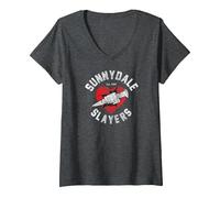 Damen Buffy The Vampire Slayer Sunnydale Slayers-Logo T-Shirt mit V-Ausschnitt, Anthrazit Meliert, S