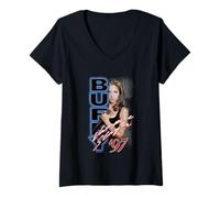 Damen Buffy The Vampire Slayer Vintage '97 Split Buffy Portrait T-Shirt mit V-Ausschnitt