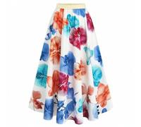 Damen bunter Blume Muster Taillengegürteter A-Linien Rock, charmant elegante Pendler Mode Date Lässig Französisch Straße Retro vielseitig Frühling/Som