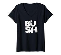 Damen Bush Graphic Torn Logo T-Shirt mit V-Ausschnitt