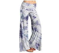 Damen Business Hose High Waist Hose Damen Hose Schwarz Damen Elegant Paperbag Waist Gestreifter Druck Palazzo Hose Elastische Taille Yoga Hose Stretch Freizeithose Baggy Jeans (Light Purple, L)