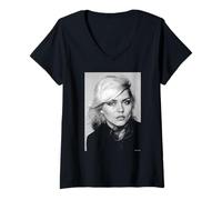 Damen Call Me Sänger Debbie Harry Blondie Portrait Allan Ballard T-Shirt mit V-Ausschnitt
