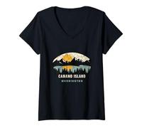 Damen Camano Island Washington, WA Urlaubssouvenir T-Shirt mit V-Ausschnitt