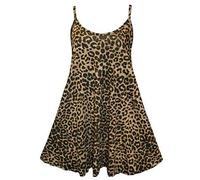 Damen Cami Swing Flared Kleid Damen Weste Einfarbig Ärmelloses Top Plus Size Skater, leopardenmuster, 38-40