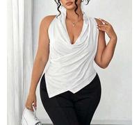 Damen Camisole in Große Größen mit Criss-Cross-Ausschnitt, ärmellos, aus glänzendem Stoff