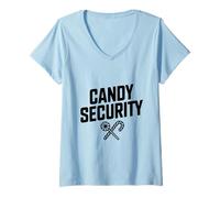 Damen Candy Security Funny Sweet Treats Protection Squad T-Shirt mit V-Ausschnitt