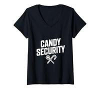 Damen Candy Security Funny Sweet Treats Protection Squad T-Shirt mit V-Ausschnitt