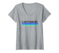 Damen Canterbury England Retro-Grafik - Canterbury UK CV29X T-Shirt mit V-Ausschnitt
