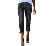 Damen Capri Jeans Stretch-Jeans mit geradem Bein High Waist Jeans Damen Schwarz 32x34 501 Jeans (Black, L)