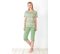 hajo Damen Capri-Schlafanzug, Klima-Komfort Multicolor 44/46