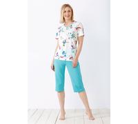 hajo Damen Capri-Schlafanzug, Klima-Komfort Multicolor 44/46