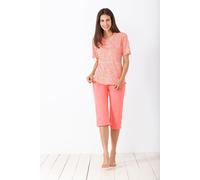 hajo Damen Capri-Schlafanzug, Premium Cotton hellblau 36/38