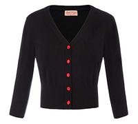 Damen Cardigan Bolero Contrast Button V-Ausschnitt Soft Elegant Jäckchen Bolerojacke BP000928-1_M