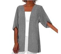 Damen Cardigan Für Herbst Und Sommer, Mittellange Ärmel Aus Baumwolle Und Leinen, Sale Strickjacken Leicht Atmungsaktiv, Blouson Lässig Stilvoll, Häkeljacke Elegant Schick, Strickmantel Hochwertig